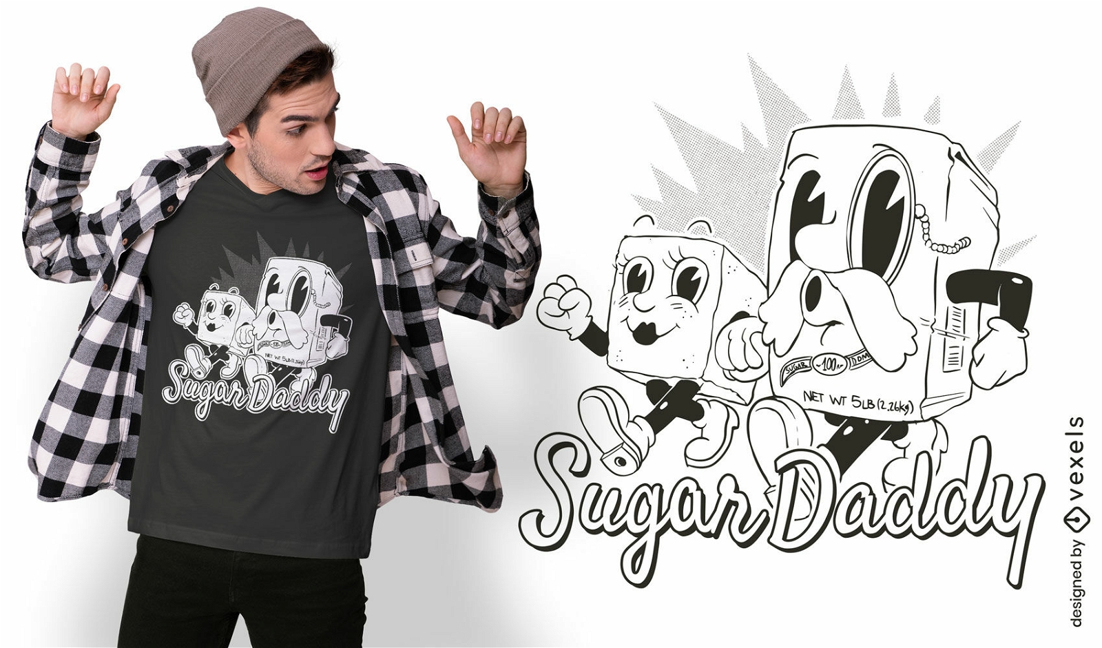 Sugar daddy retro cartoon t-shirt design