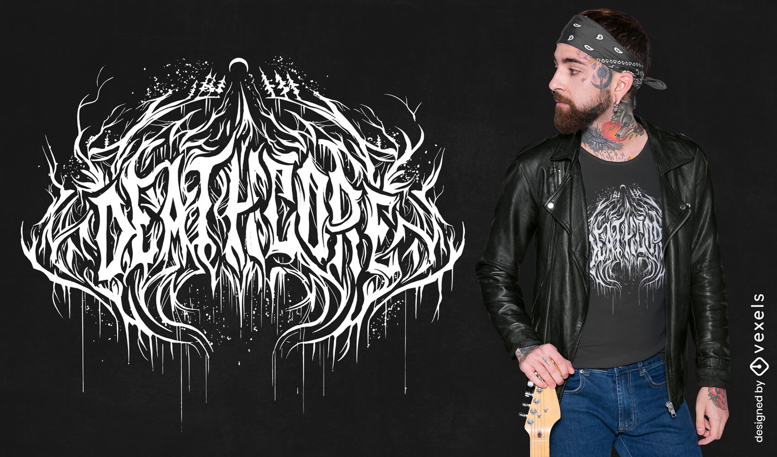 Diseño de camiseta con letras góticas deathcore