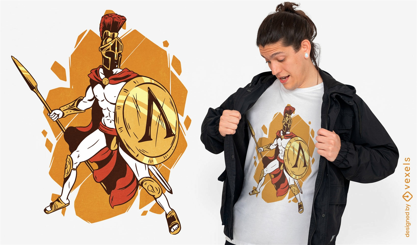 Spartan warrior with shield t-shirt design