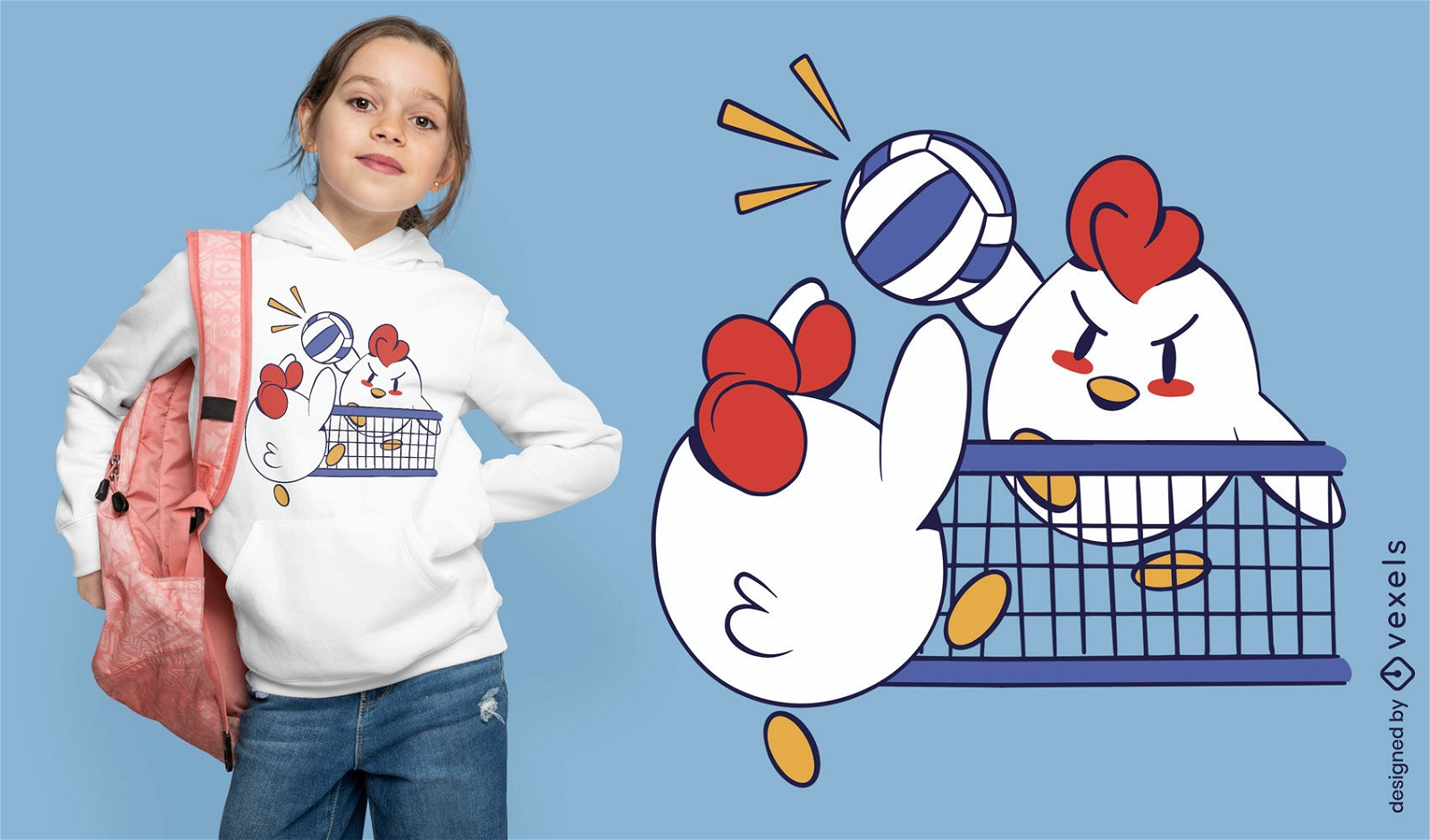 Diseño de camiseta de voleibol de gallos.