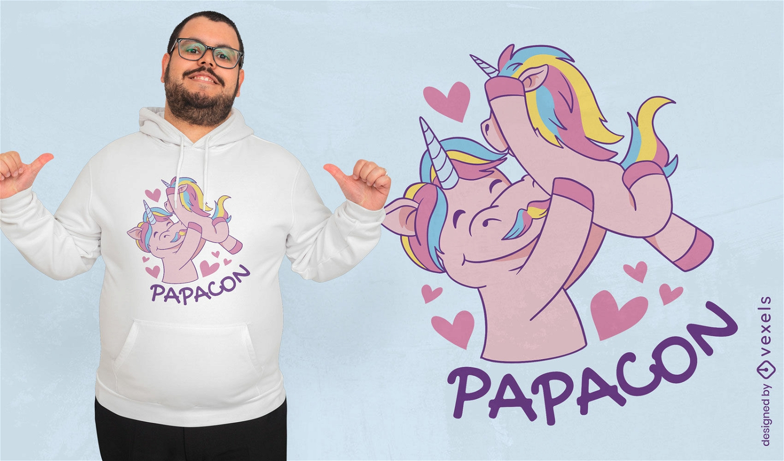 Diseño de camiseta de dibujos animados de papá unicornio