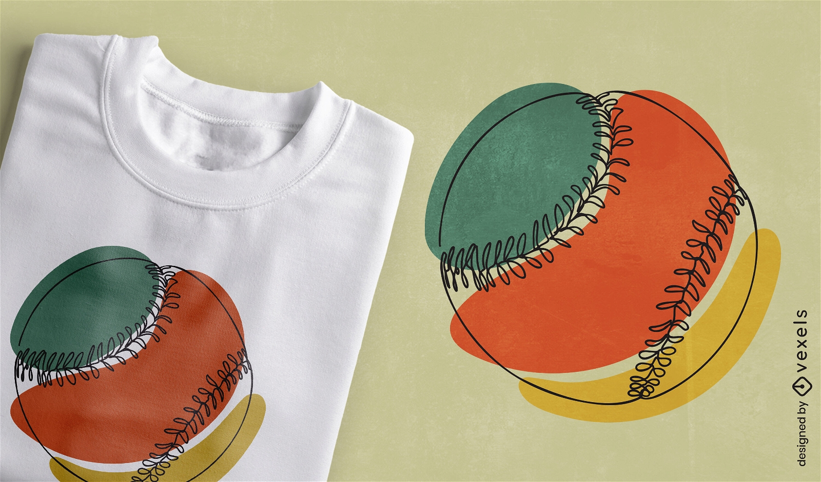 T-Shirt-Design mit durchgehender Linie des Baseballballs