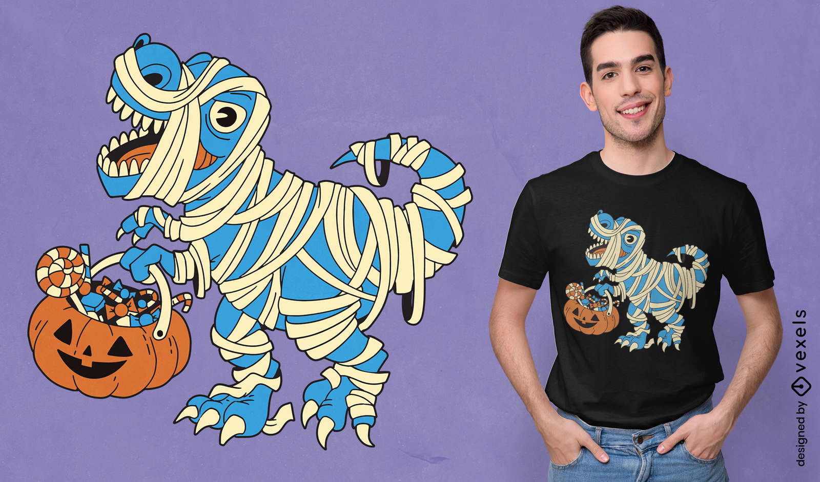 Mummy dinosaur Halloween t-shirt design