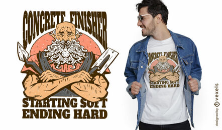 Design de camiseta de trabalhador finalizador de concreto