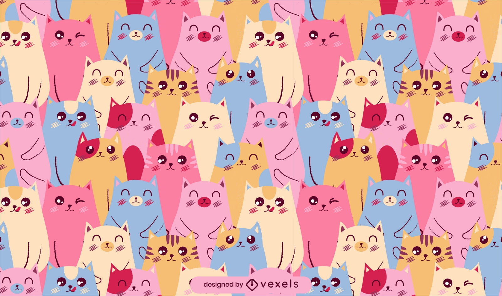 Design de padrão de gatos bonitos dos desenhos animados