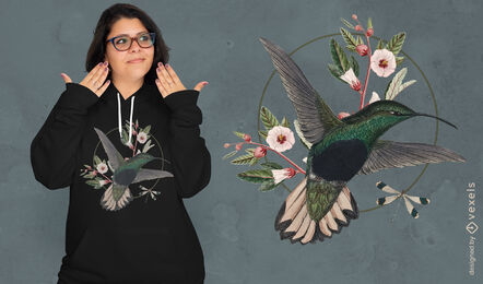 Floral hummingbird t-shirt design