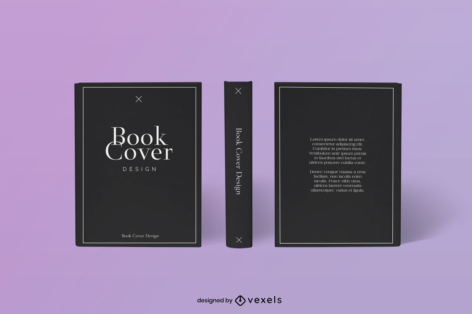 Black book cover and spine mockup design