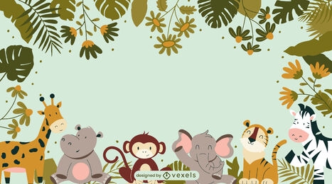 Cute animals children's background