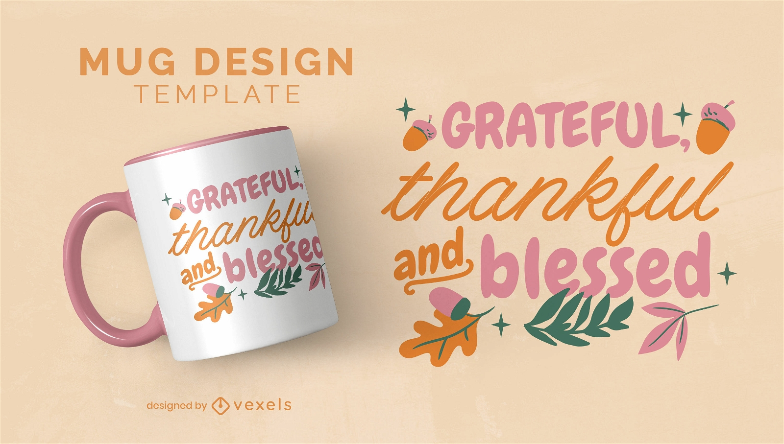 Thanksgiving grateful quote mug template
