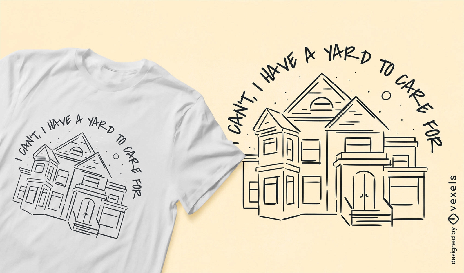 Diseño de camiseta de cita de boceto de casa