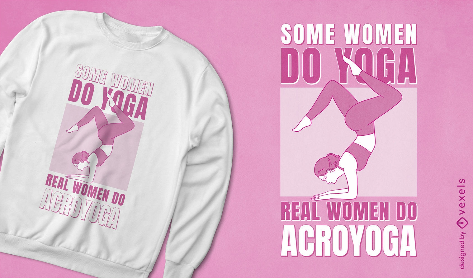 Frau, die Acroyoga-T-Shirt-Design macht