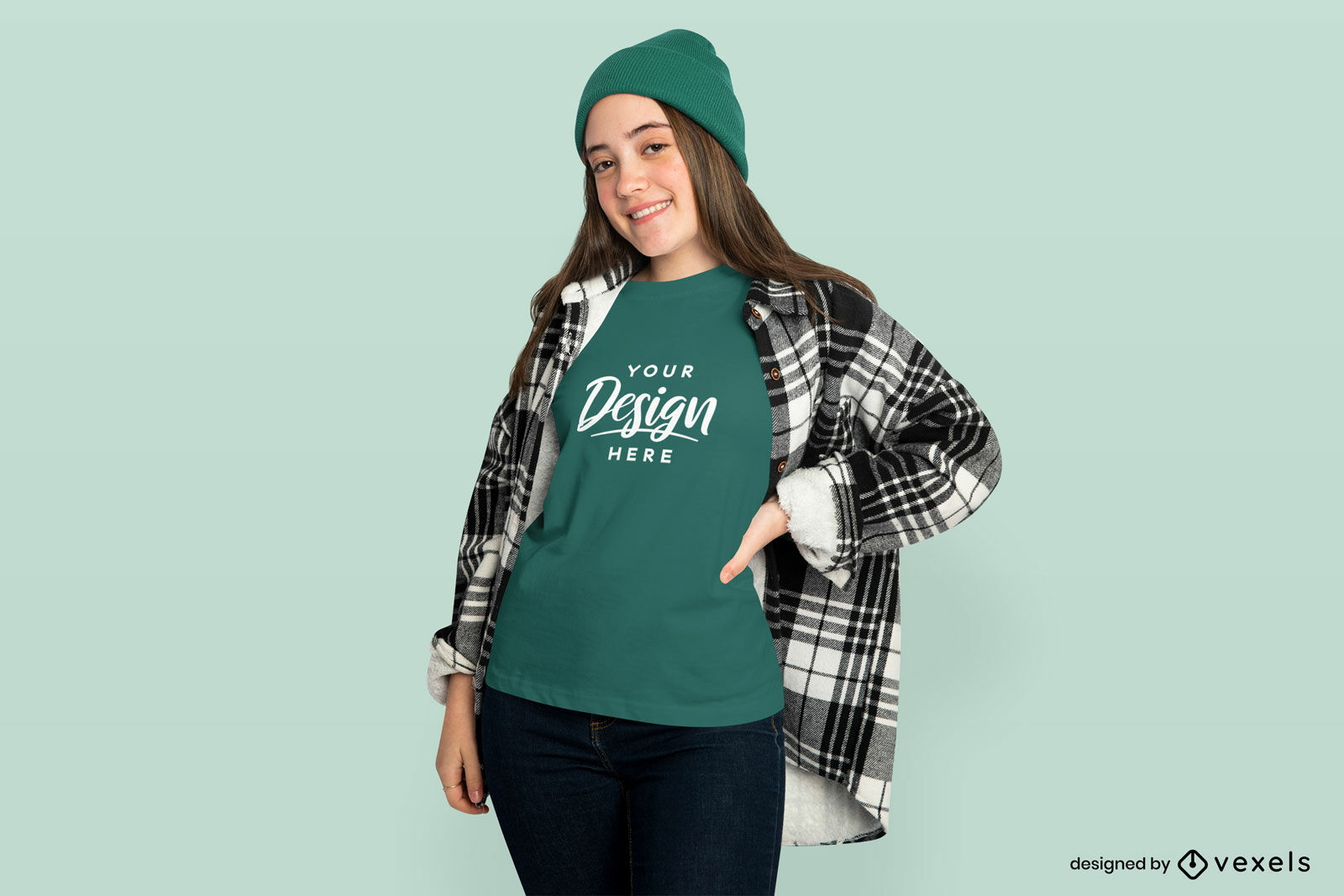 Teenager-Mädchen mit Beanie-Tanktop-Attrappe