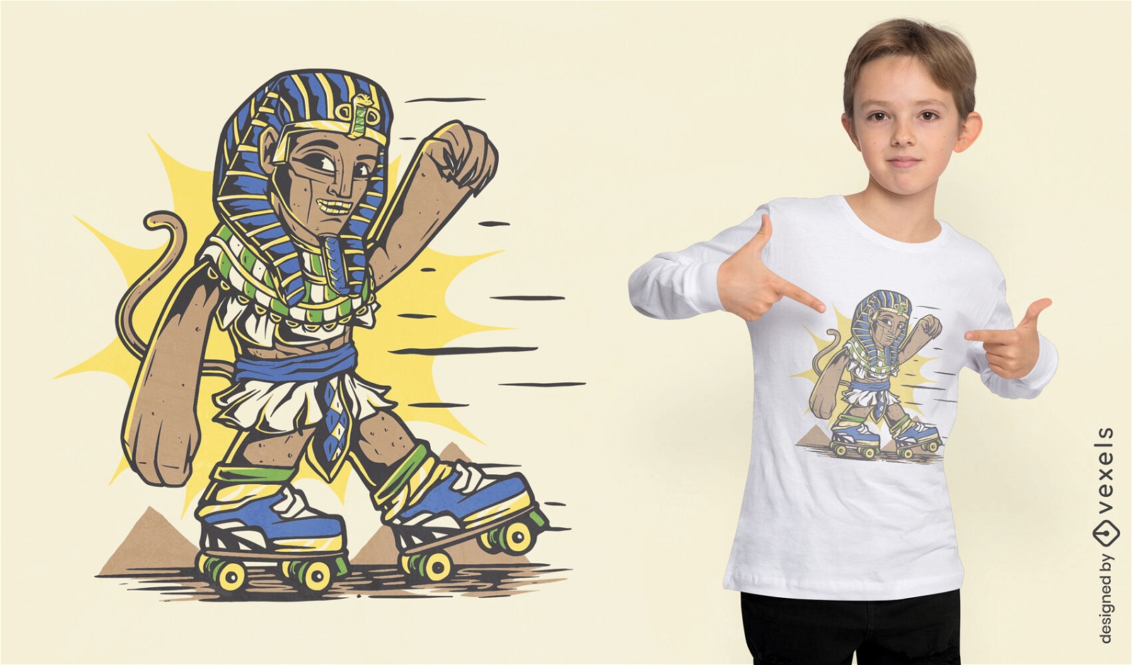 Diseño de camiseta de patinaje sobre ruedas de la Esfinge de Egipto