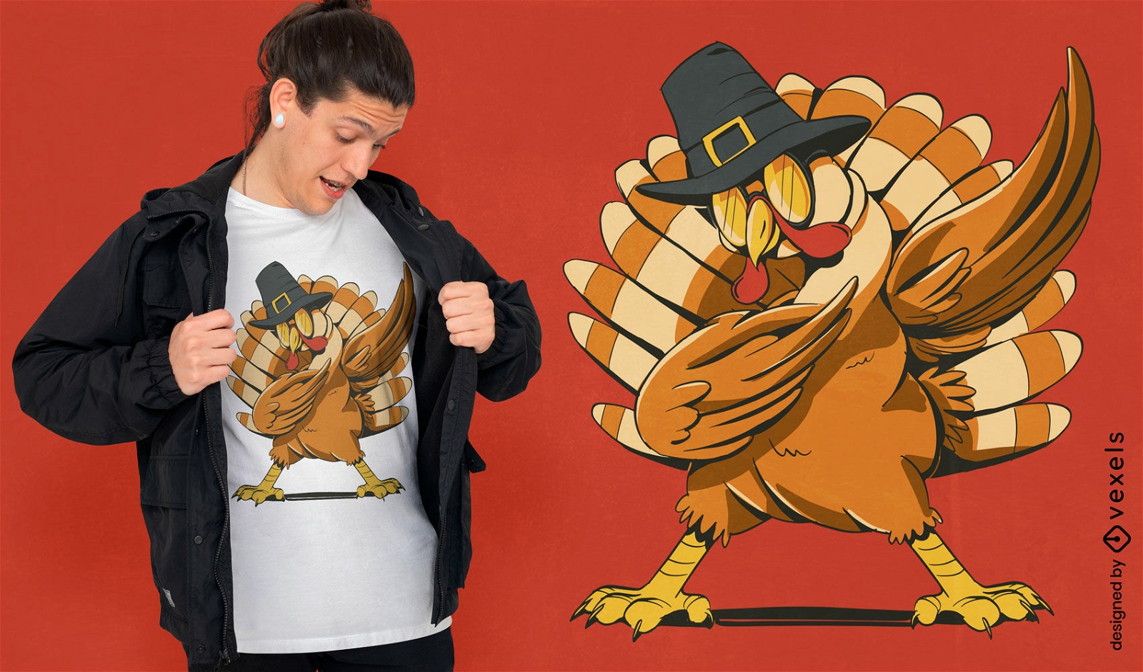 Thanksgiving turkey dabbing t-shirt design