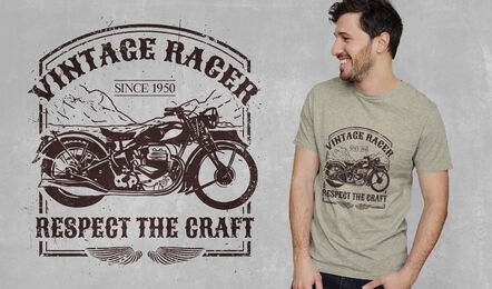 Diseño de camiseta de insignia de motocicleta vintage
