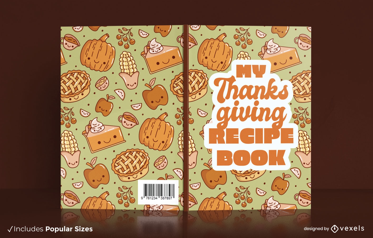 Thanksgiving recipe book cover design