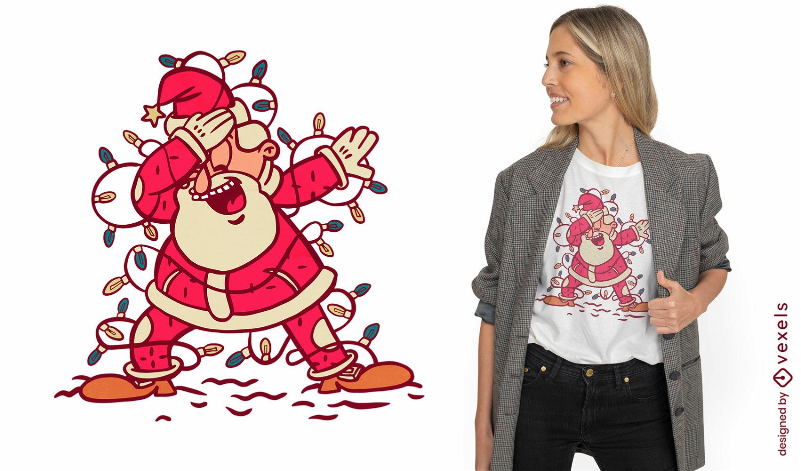 Abtupfendes Weihnachtsmann-Cartoon-T-Shirt-Design