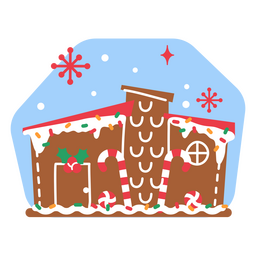 Joyful holiday house with decor PNG Design