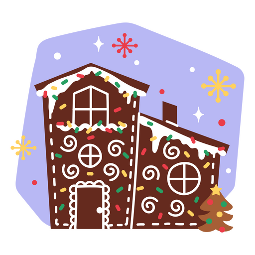Weihnachten geschmücktes Haus PNG-Design