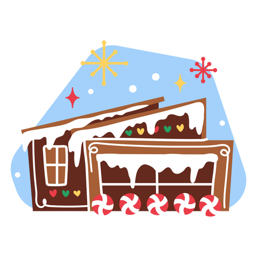 Joyful holiday house with decor PNG Design