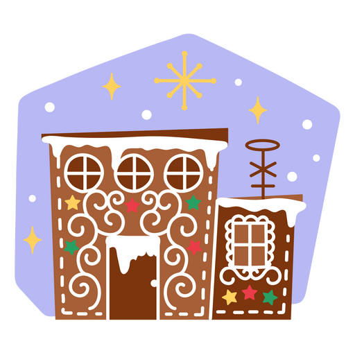 Merry and bright house with holiday decor PNG Design