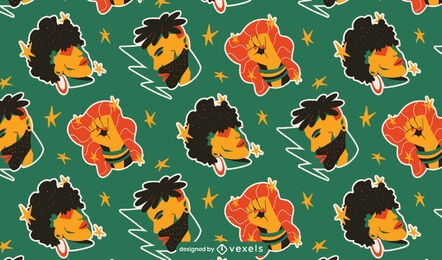 Black history month characters pattern design