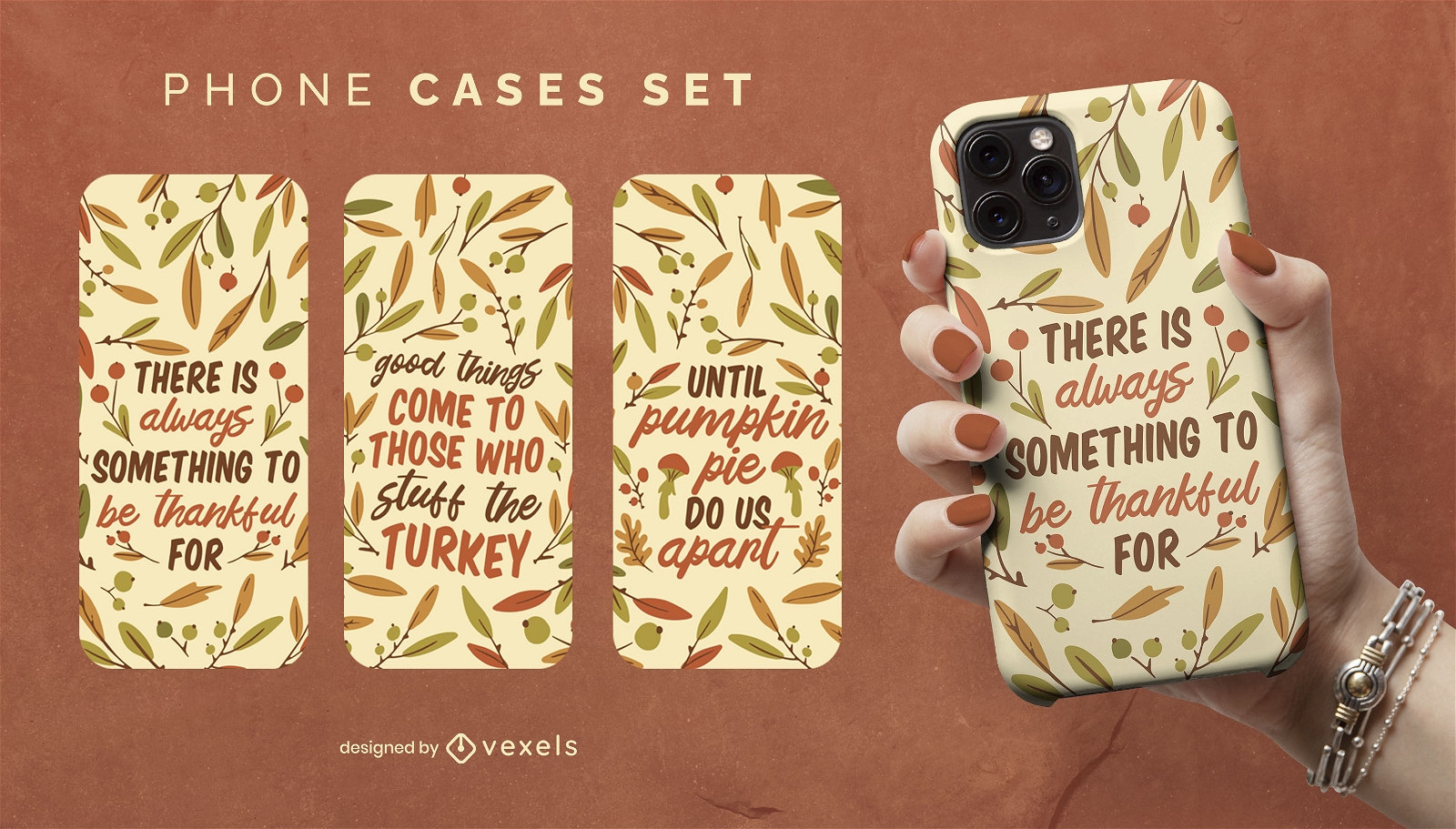 Thanksgiving quotes and autumn leaves phone cases set