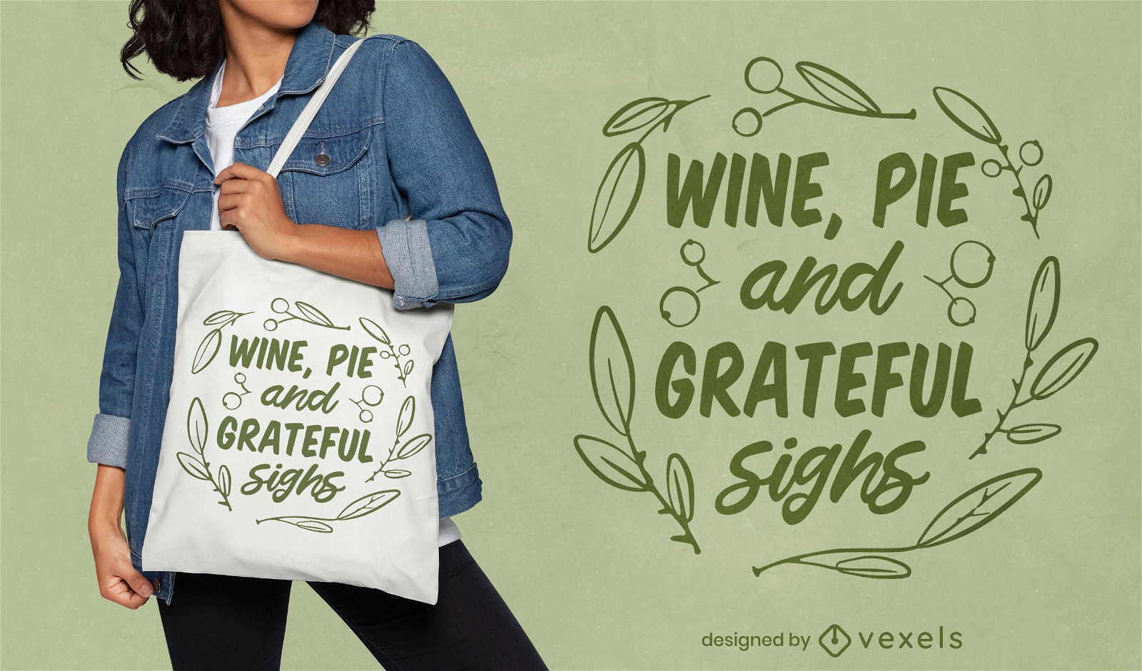 Grateful sighs Thanksgiving tote bag design