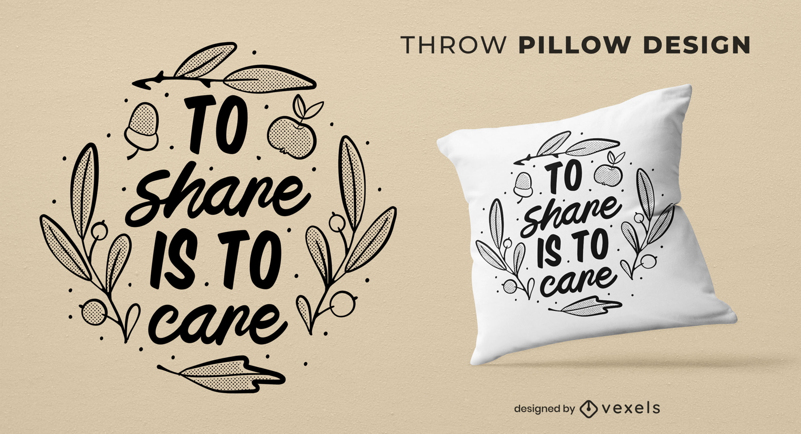 Compartir es cuidar el dise?o de la almohada.