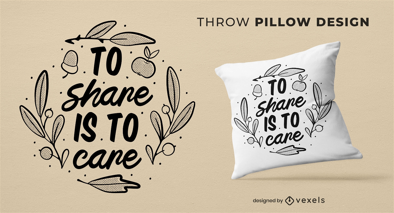To share is to care throw pillow design