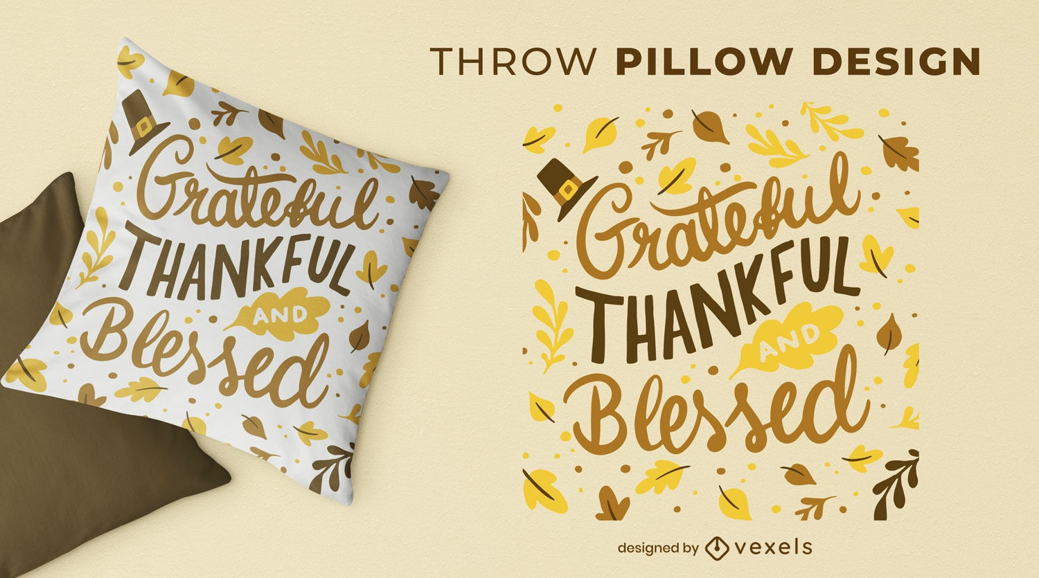 Thanksgiving quote and leaves throw pillow design