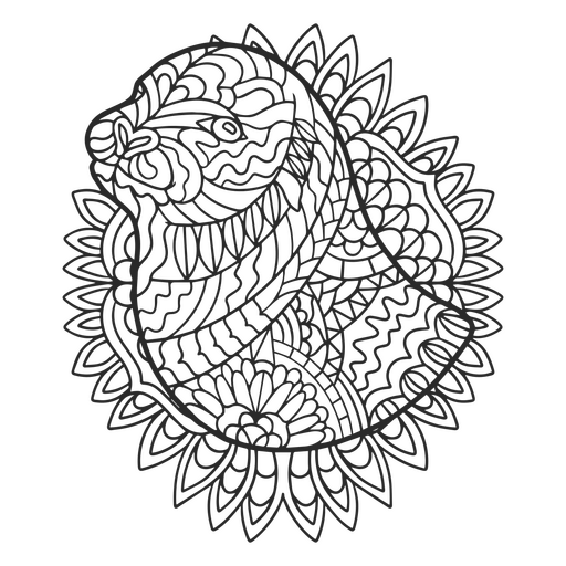 Aquarell-Mandala mit Tiersilhouette PNG-Design