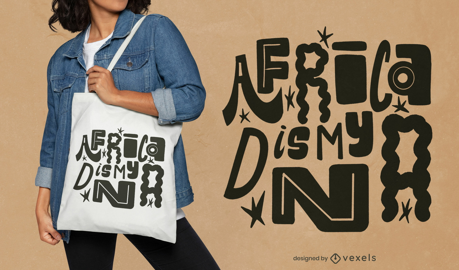 África es mi diseño de bolsa de asas de ADN