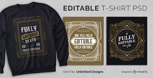 T-shirt escalável vintage art nouveau psd
