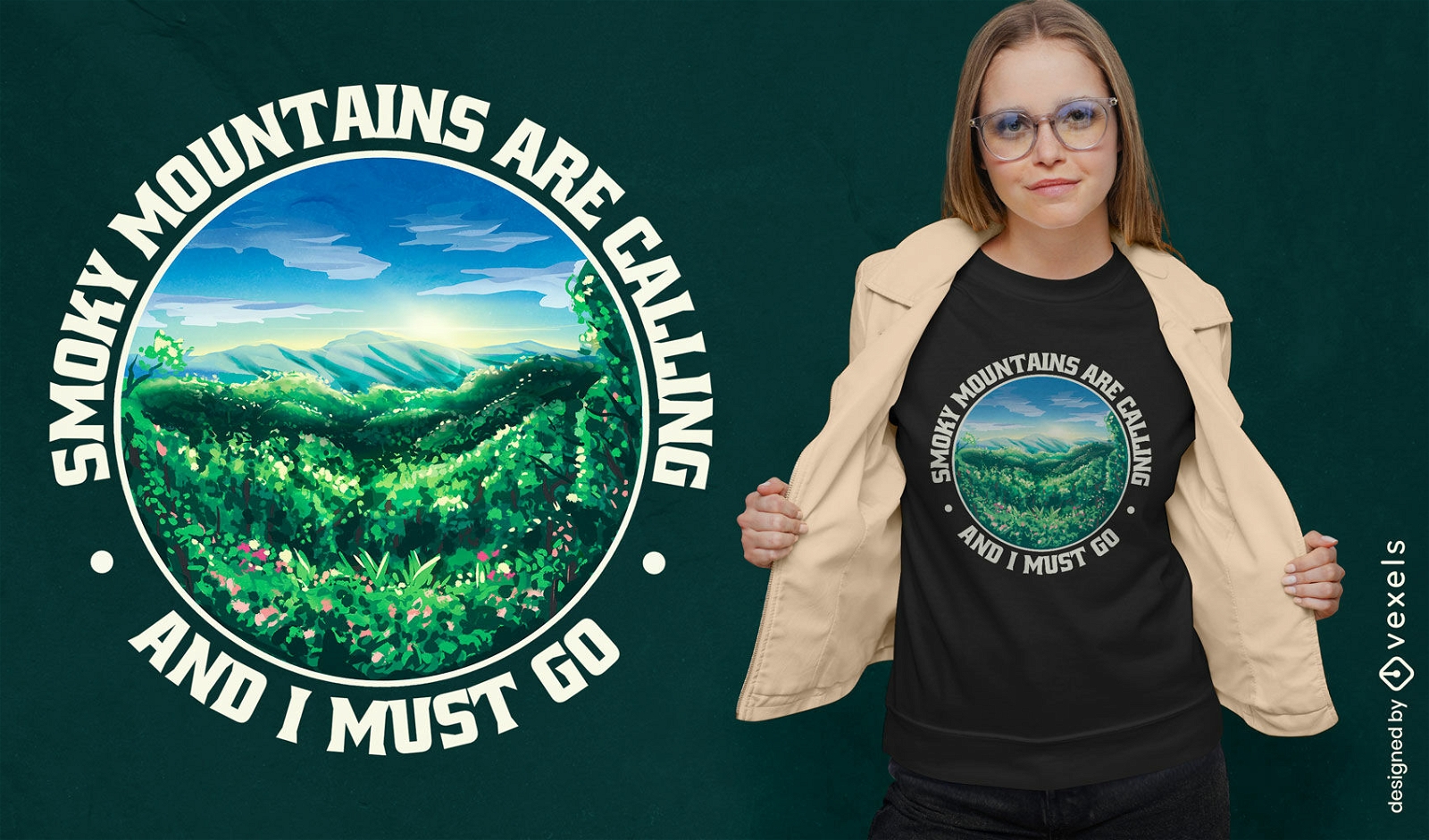 Rauchige Berge fordern T-Shirt-Design