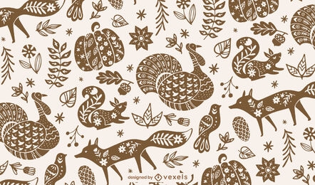 Thanksgiving animals pattern design