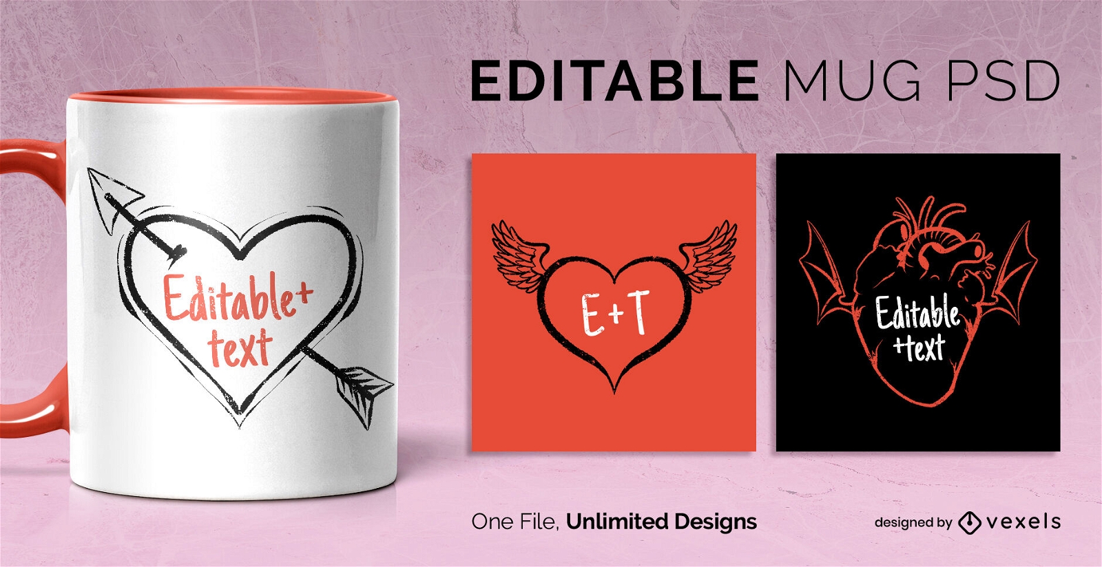 Valentines day scalable mug design template