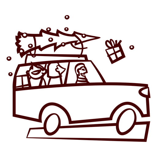 Car ride to buy a Christmas tree PNG Design