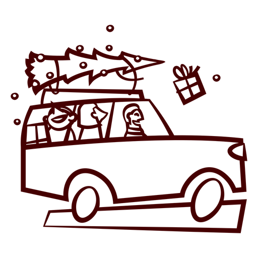 Passeio de carro para comprar uma árvore de natal Desenho PNG