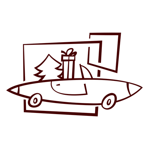 Entrega de árvore de natal dentro do carro Desenho PNG