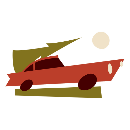 Joyful car with holiday-themed roof load PNG Design