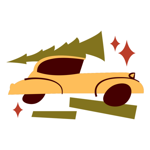 Driving home for the holidays with a tree PNG Design