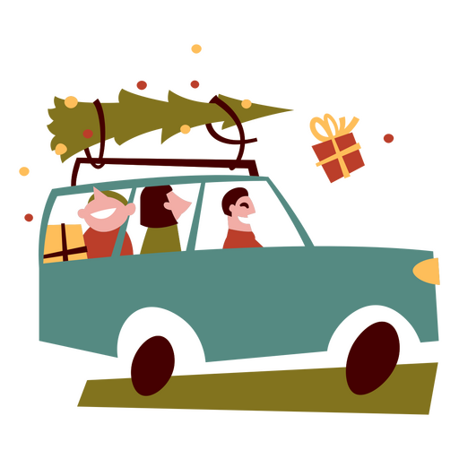 Festive driving with seasonal decoration PNG Design