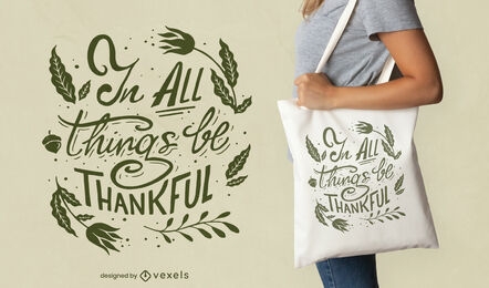 Be thankful thanksgiving tote bag design