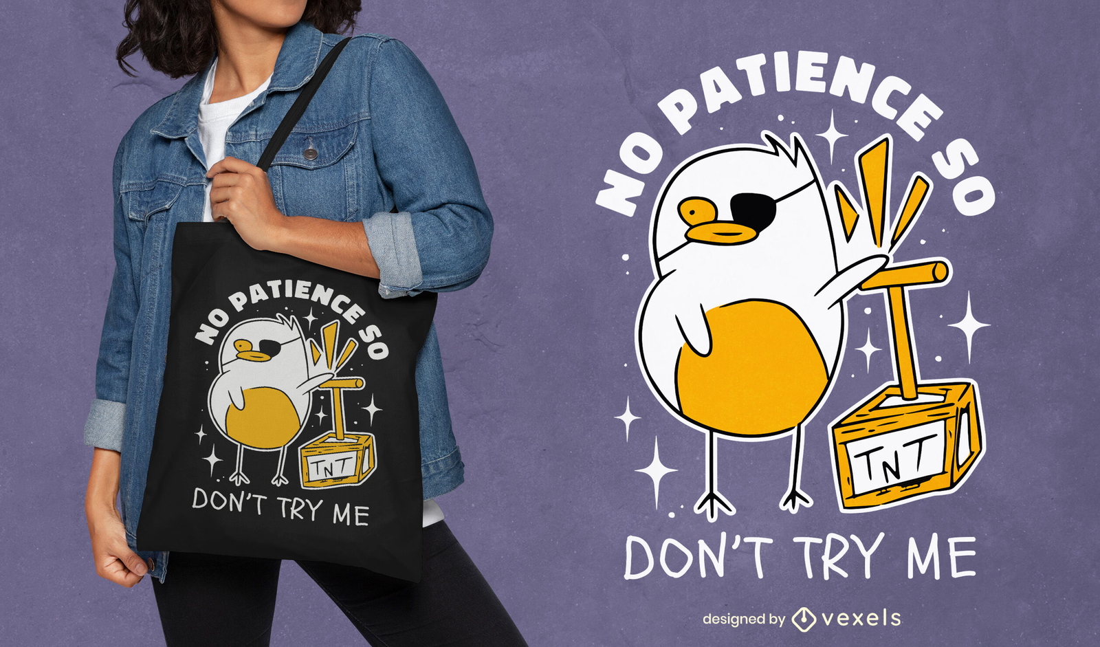 Diseño de bolso tote pirata pájaro TNT