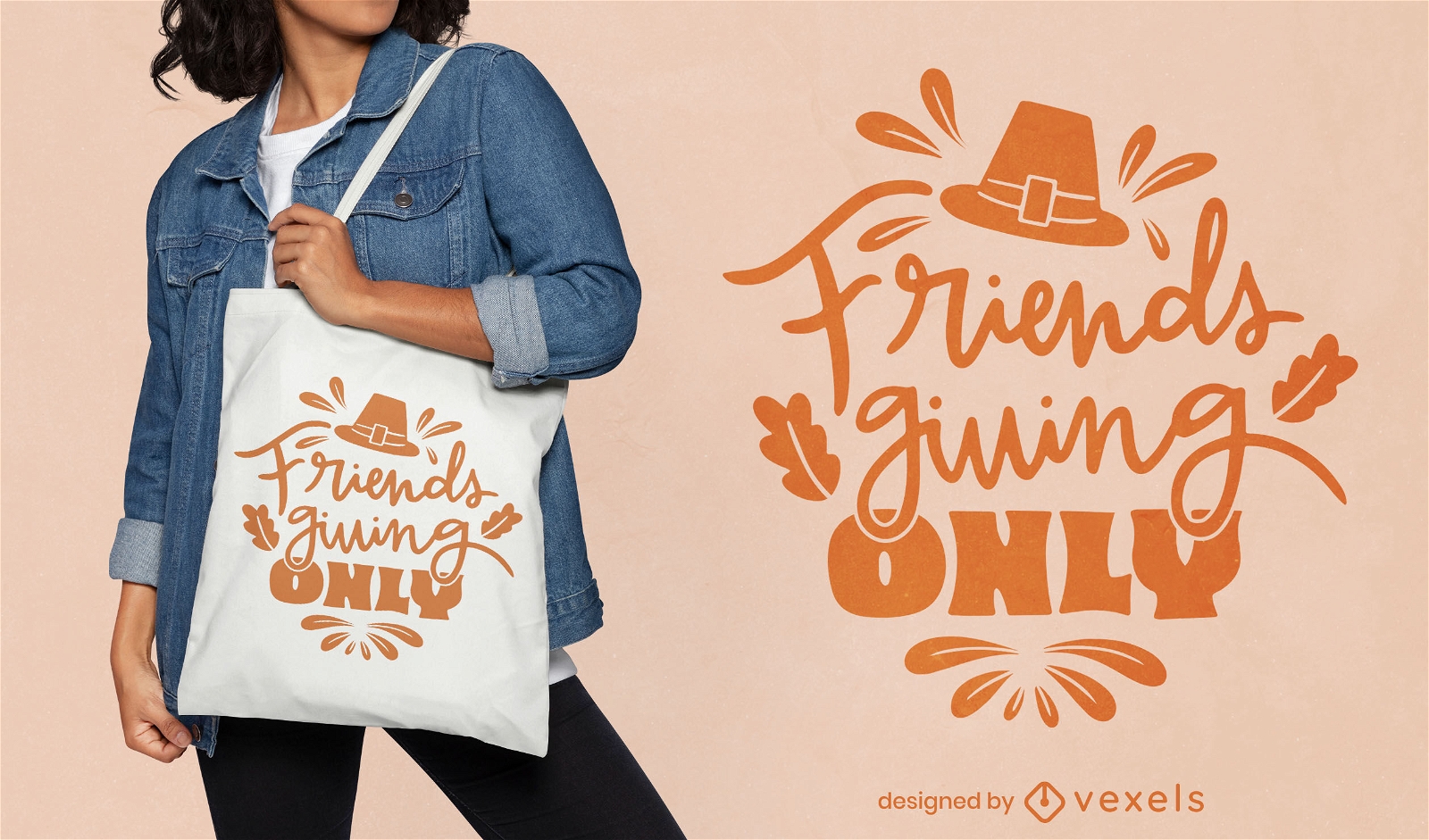 Friendsgiving only tote bag design