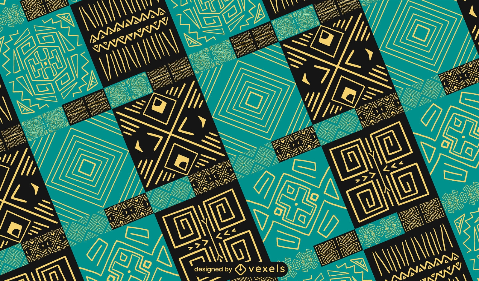 African tiles line art pattern design