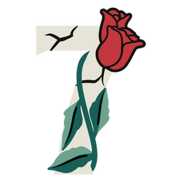 Curso de cor de números de rosa 7 Desenho PNG
