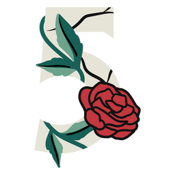 Rose Zahlen Farbstrich 5 PNG-Design