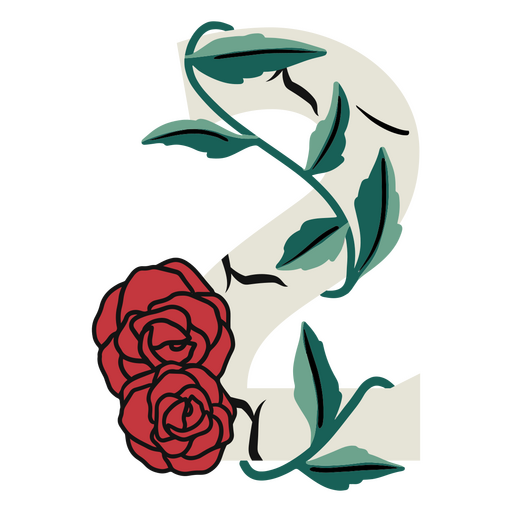 Rose numbers color stroke 2 PNG Design